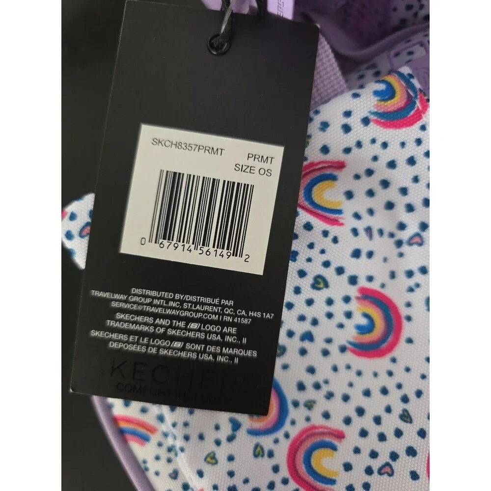 Skechers 3-Piece Backpack Set Kids Rainbow Print Purple Lunch‎ Bag Pencil Case